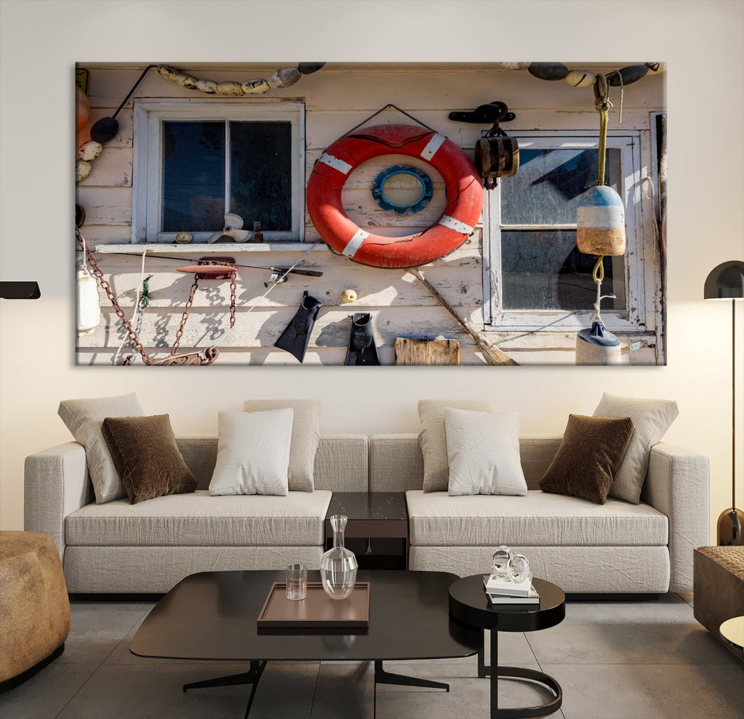 Lifebuoy Wall Art Nautical Canvas Print Extra Large Wall Art Printable Wall Décor Framed Ready to Hang Canvas Picture