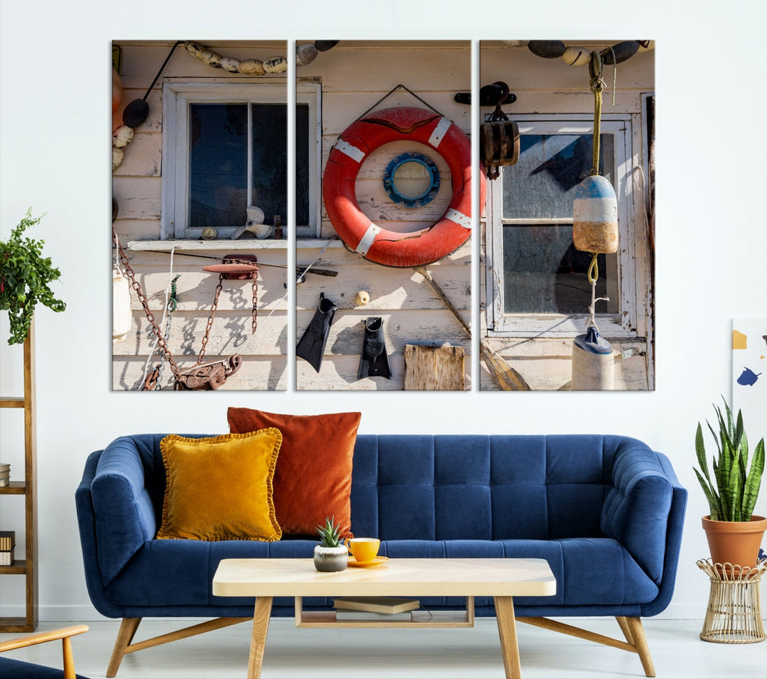 Lifebuoy Wall Art Nautical Canvas Print Extra Large Wall Art Printable Wall Décor Framed Ready to Hang Canvas Picture