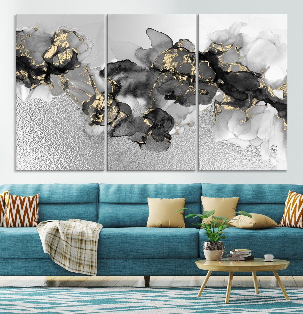 Light Gray Abstract Painting on Giclee Canvas Wall Art Print