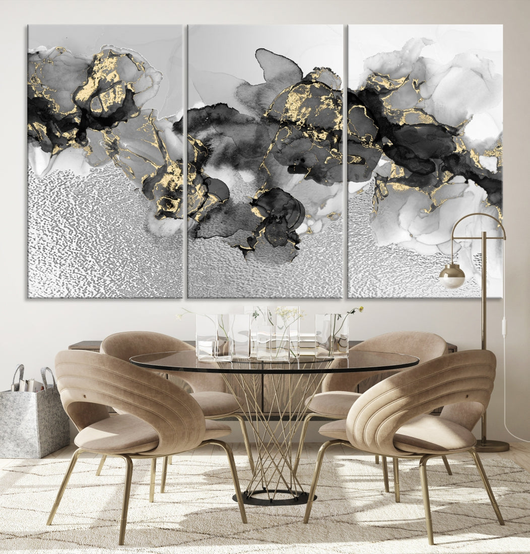 Light Gray Abstract Painting on Giclee Canvas Wall Art Print