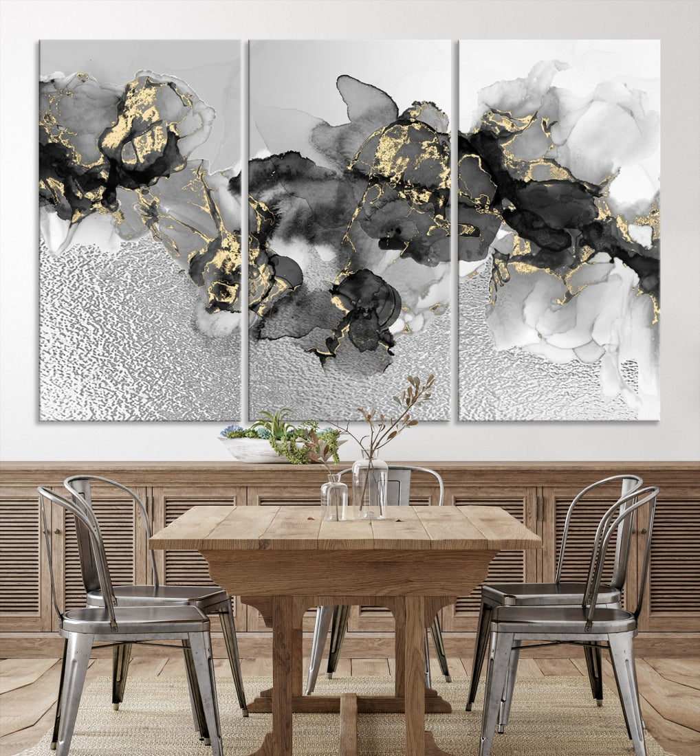 Light Gray Abstract Painting on Giclee Canvas Wall Art Print