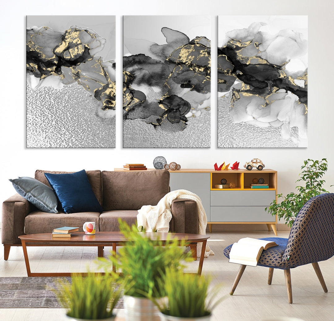 Light Gray Abstract Painting on Giclee Canvas Wall Art Print