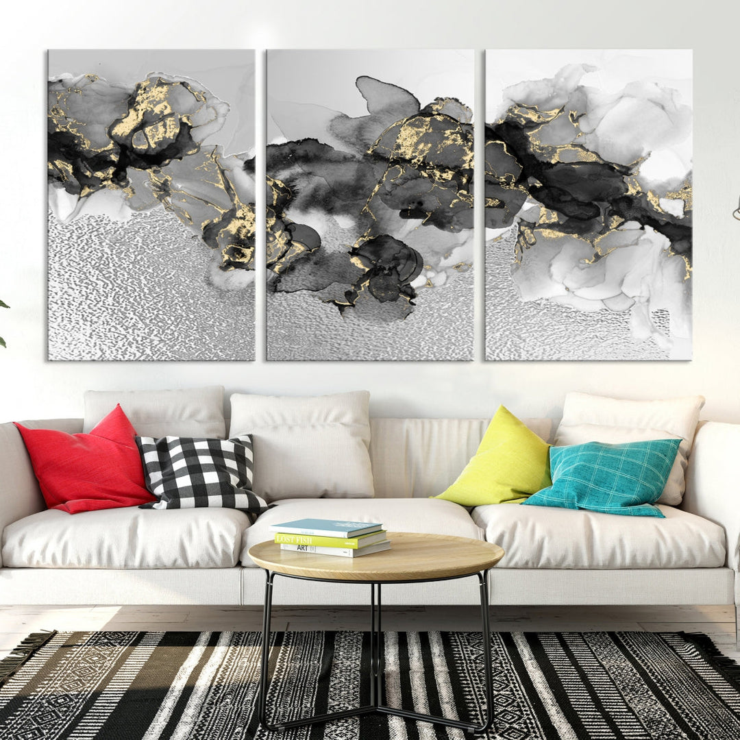 Light Gray Abstract Painting on Giclee Canvas Wall Art Print