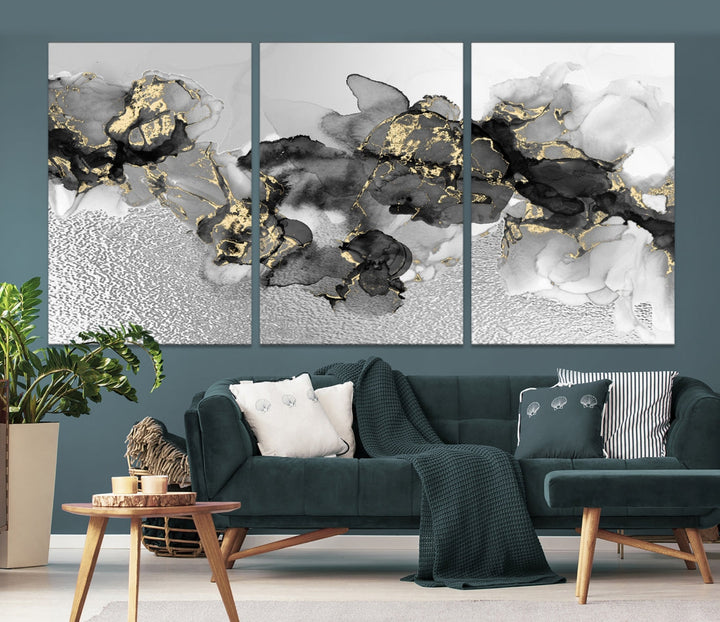 Light Gray Abstract Painting on Giclee Canvas Wall Art Print