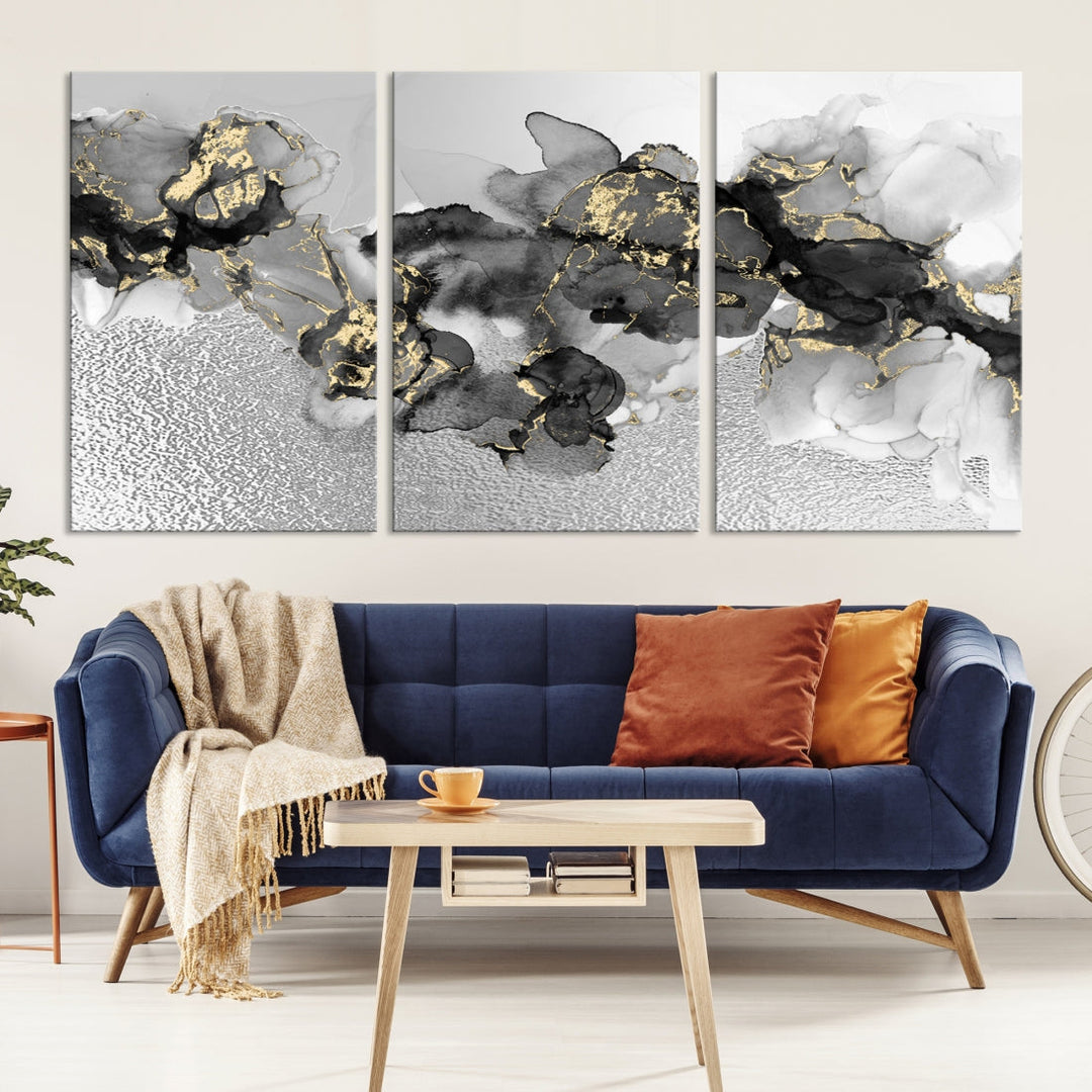 Light Gray Abstract Painting on Giclee Canvas Wall Art Print