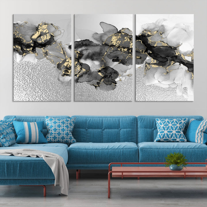 Light Gray Abstract Painting on Giclee Canvas Wall Art Print