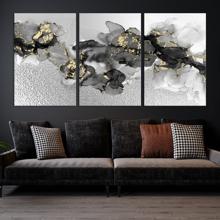 Light Gray Abstract Painting on Giclee Canvas Wall Art Print