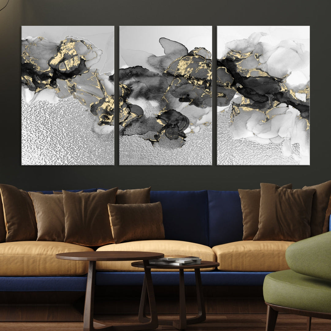 Light Gray Abstract Painting on Giclee Canvas Wall Art Print