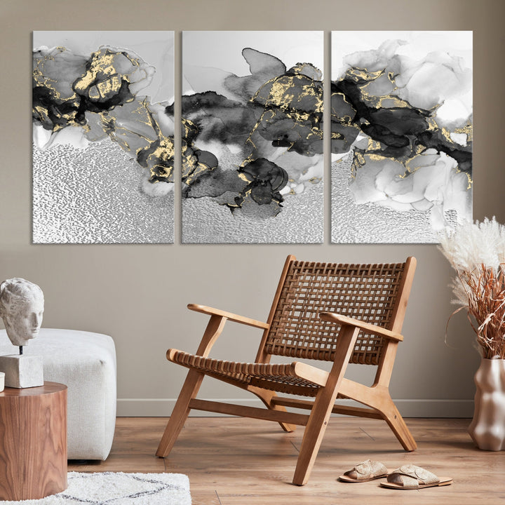 Light Gray Abstract Painting on Giclee Canvas Wall Art Print