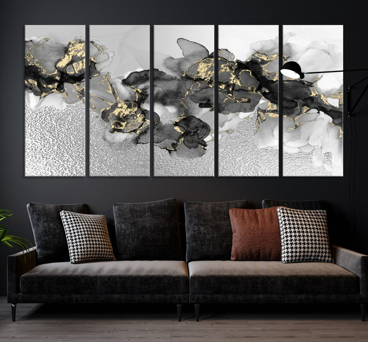 Light Gray Abstract Painting on Giclee Canvas Wall Art Print