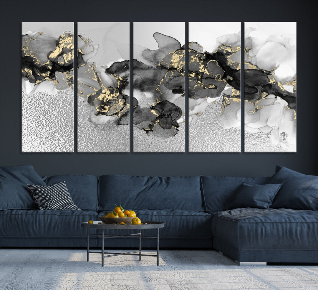 Light Gray Abstract Painting on Giclee Canvas Wall Art Print