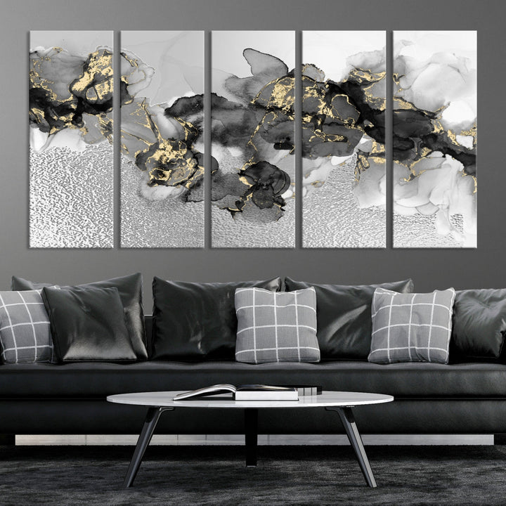 Light Gray Abstract Painting on Giclee Canvas Wall Art Print