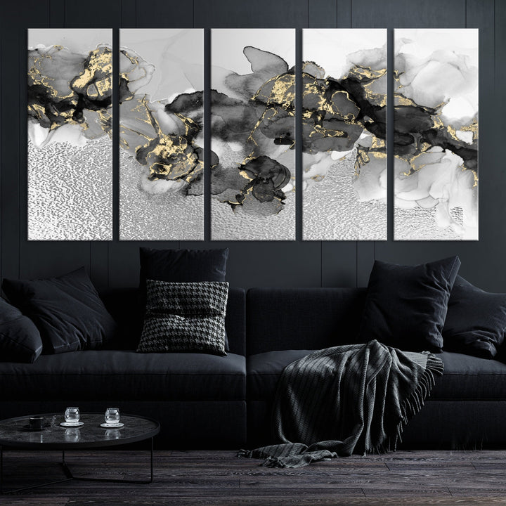 Light Gray Abstract Painting on Giclee Canvas Wall Art Print