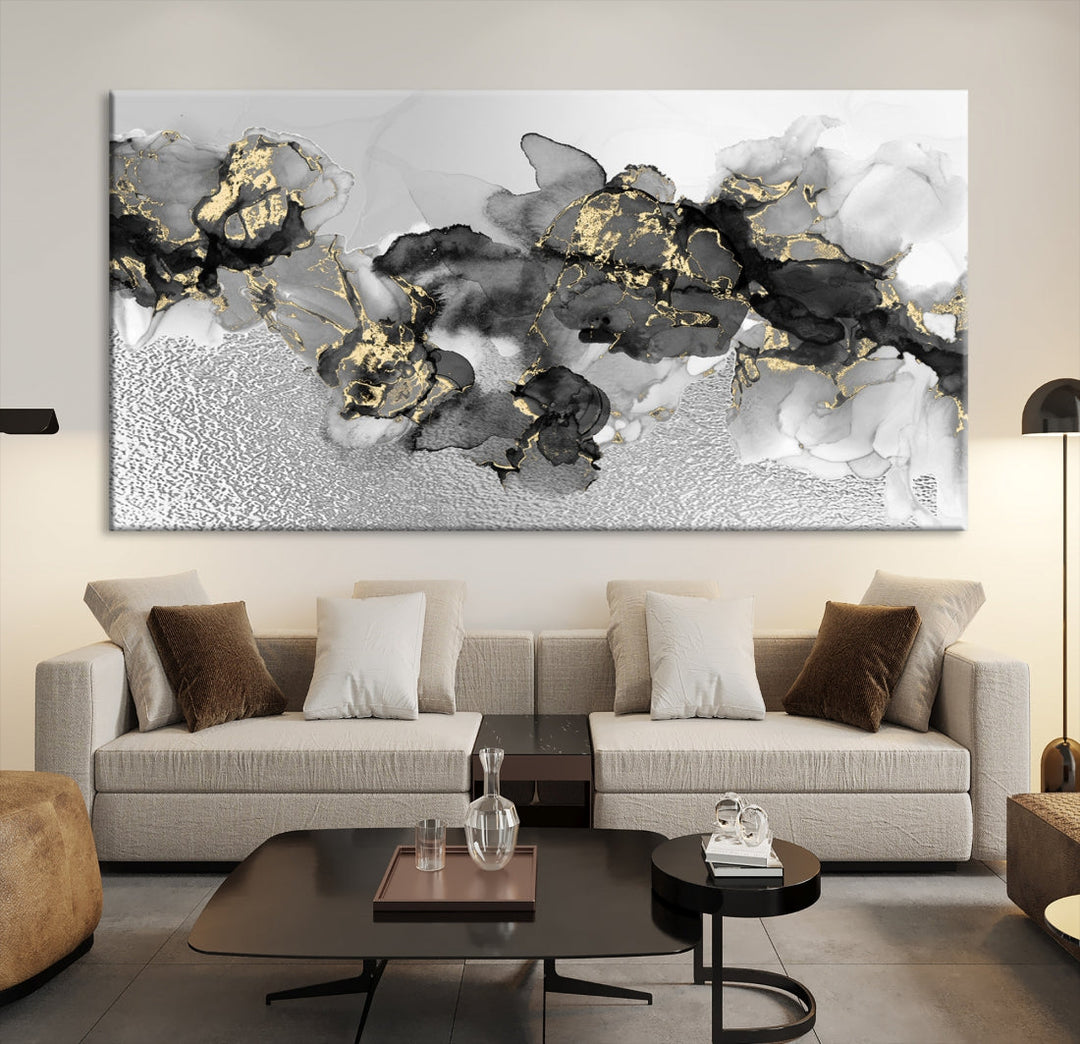 Light Gray Abstract Painting on Giclee Canvas Wall Art Print