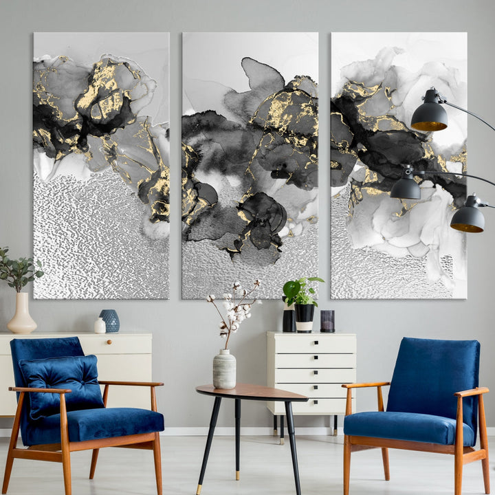 Light Gray Abstract Painting on Giclee Canvas Wall Art Print