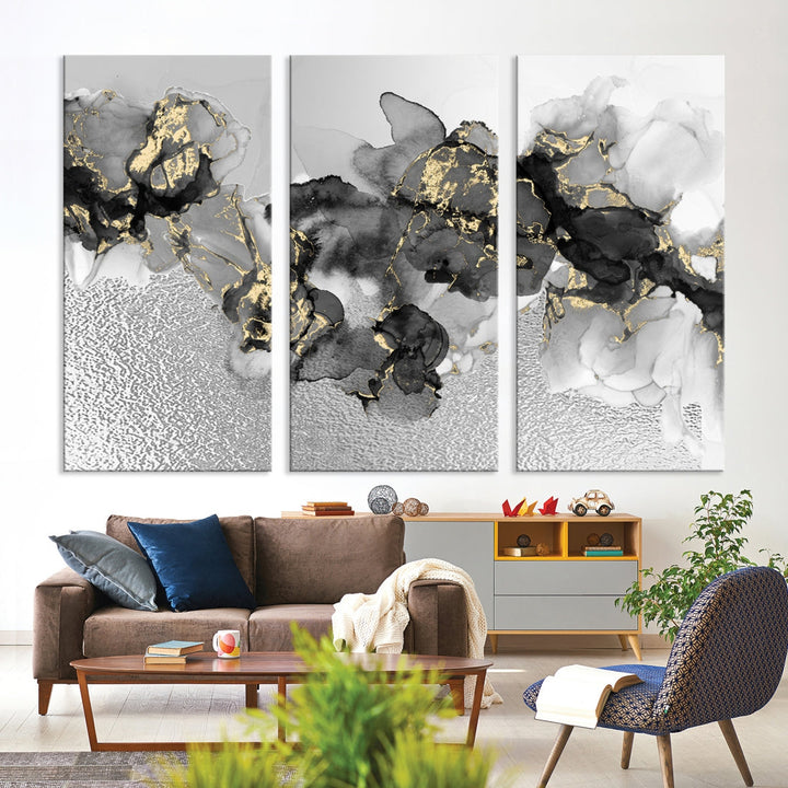 Light Gray Abstract Painting on Giclee Canvas Wall Art Print