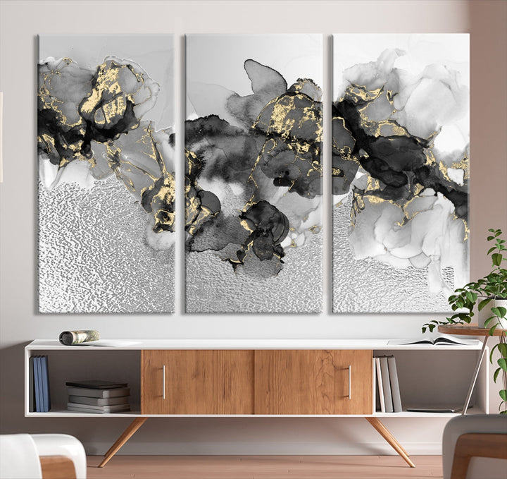 Light Gray Abstract Painting on Giclee Canvas Wall Art Print