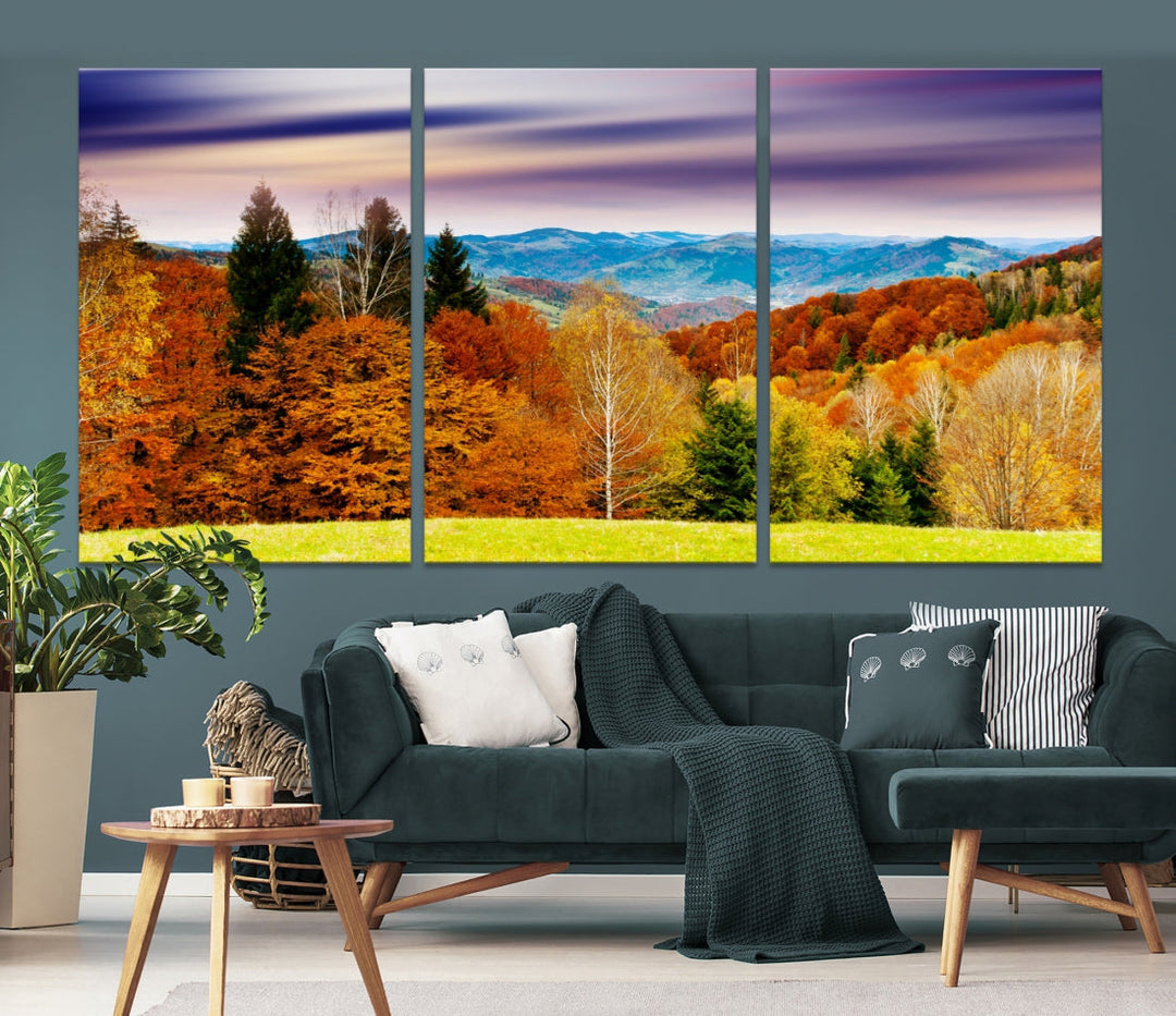 Light Green Yellow Forest Landscape Giclee Extra Large Wall Art Canvas Print