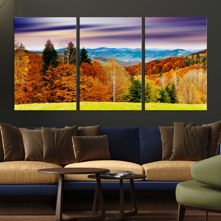 Light Green Yellow Forest Landscape Giclee Extra Large Wall Art Canvas Print