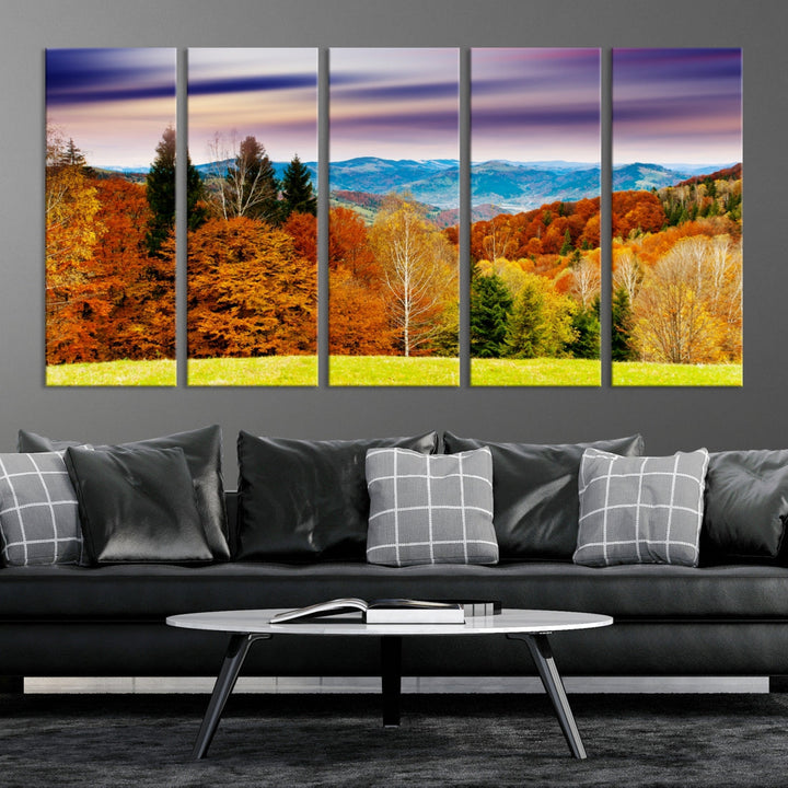 Light Green Yellow Forest Landscape Giclee Extra Large Wall Art Canvas Print