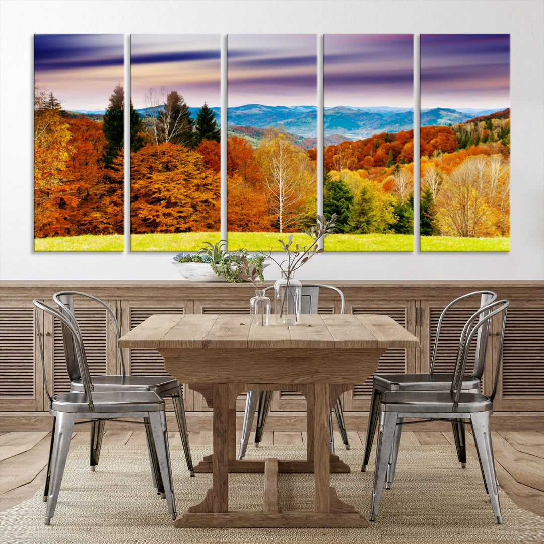 Light Green Yellow Forest Landscape Giclee Extra Large Wall Art Canvas Print