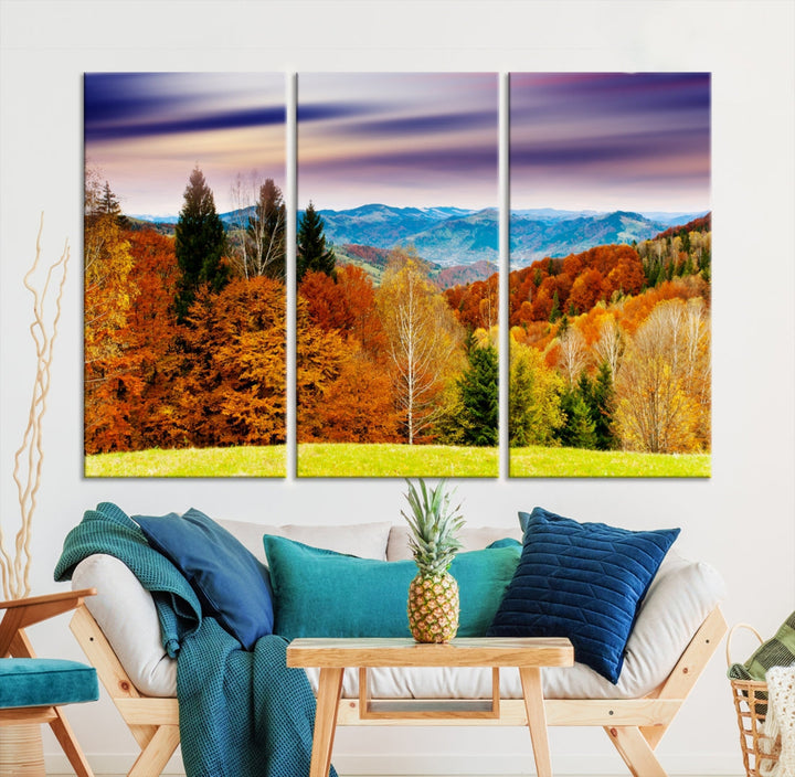 Light Green Yellow Forest Landscape Giclee Extra Large Wall Art Canvas Print