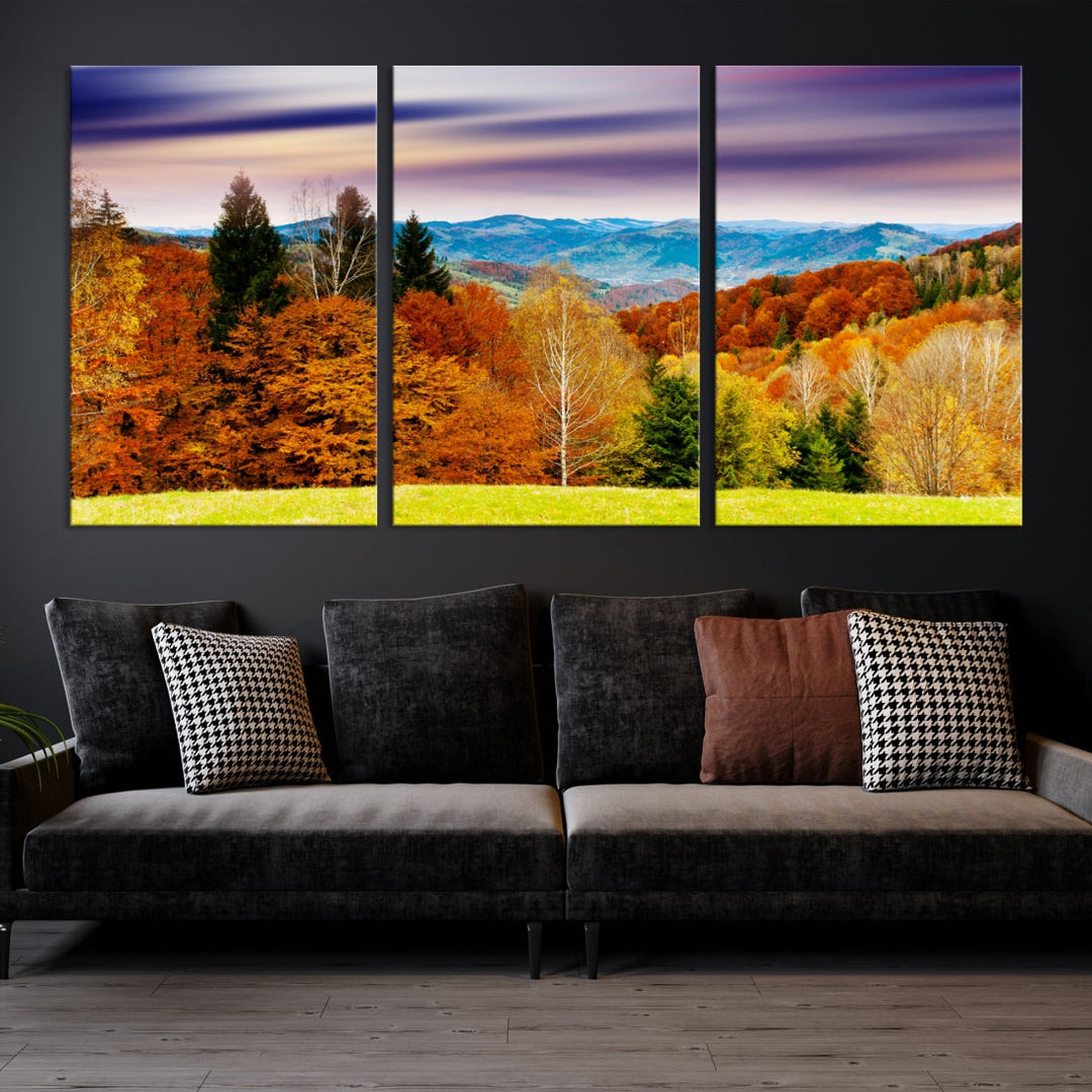 Light Green Yellow Forest Landscape Giclee Extra Large Wall Art Canvas Print