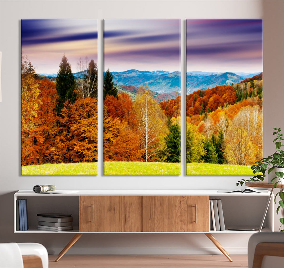 Light Green Yellow Forest Landscape Giclee Extra Large Wall Art Canvas Print