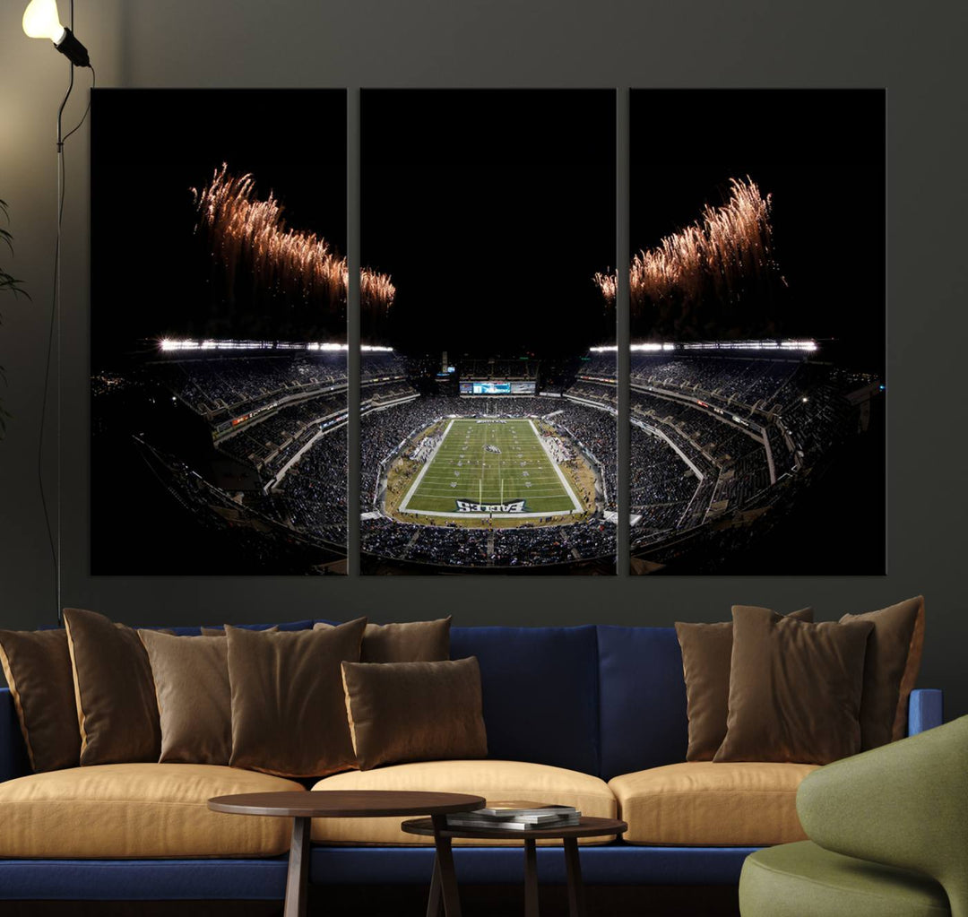 Lincoln Financial Field Philadelphia Eagles Stadium Wall Art Ready to Hang Canvas Football Stadium Print NFL Dorm & Man Cave Wall Art