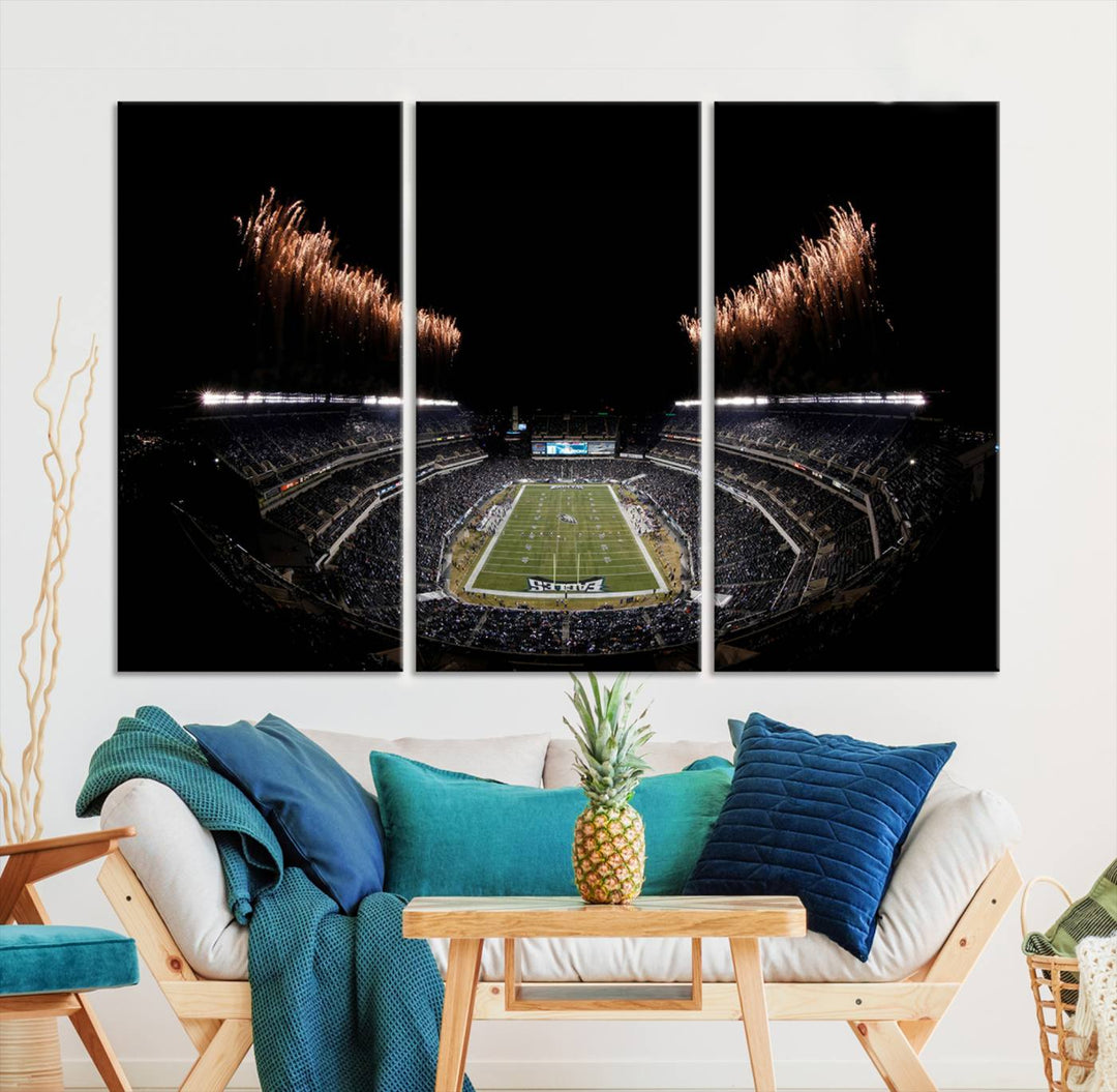 Lincoln Financial Field Philadelphia Eagles Stadium Wall Art Ready to Hang Canvas Football Stadium Print NFL Dorm & Man Cave Wall Art