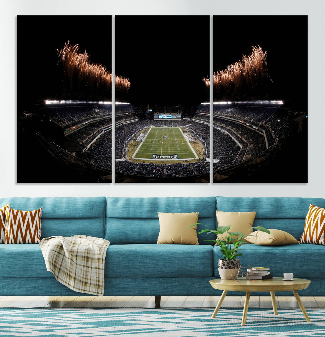 Lincoln Financial Field Philadelphia Eagles Stadium Wall Art Ready to Hang Canvas Football Stadium Print NFL Dorm & Man Cave Wall Art