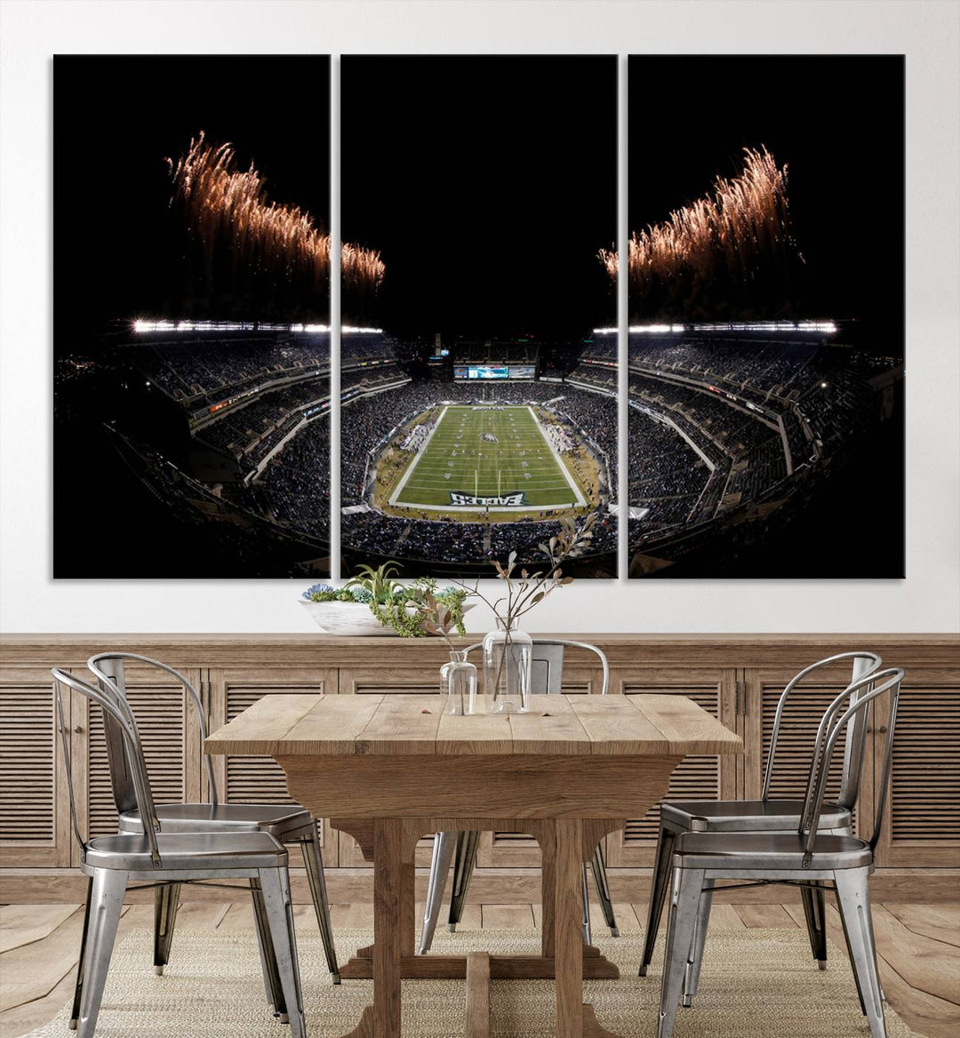 Lincoln Financial Field Philadelphia Eagles Stadium Wall Art Ready to Hang Canvas Football Stadium Print NFL Dorm & Man Cave Wall Art