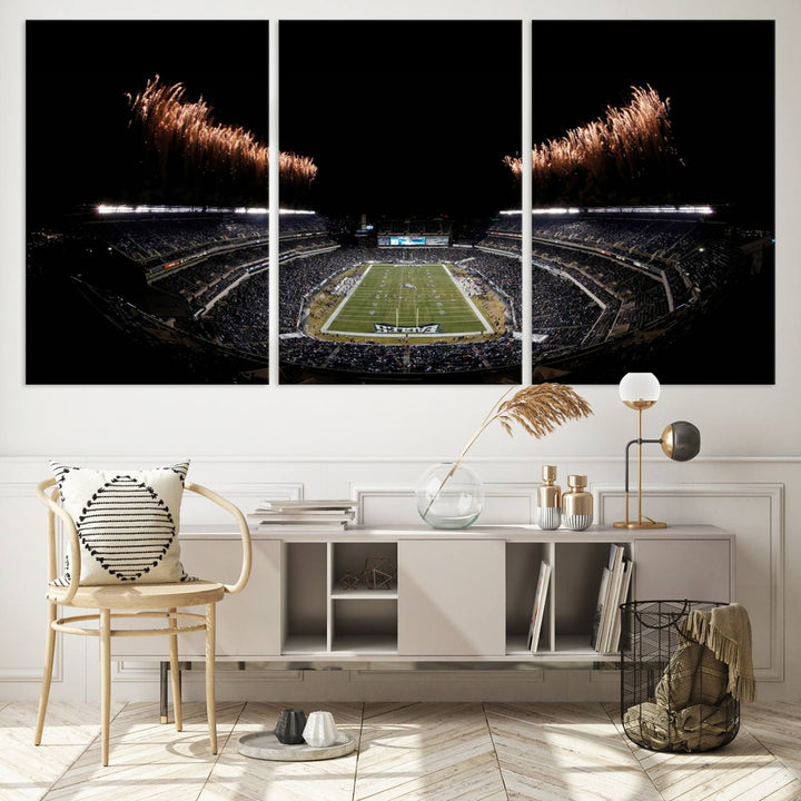 Lincoln Financial Field Philadelphia Eagles Stadium Wall Art Ready to Hang Canvas Football Stadium Print NFL Dorm & Man Cave Wall Art