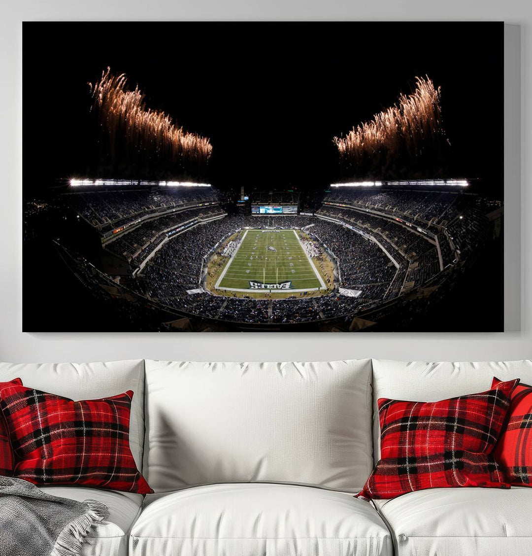 Lincoln Financial Field Philadelphia Eagles Stadium Wall Art Ready to Hang Canvas Football Stadium Print NFL Dorm & Man Cave Wall Art