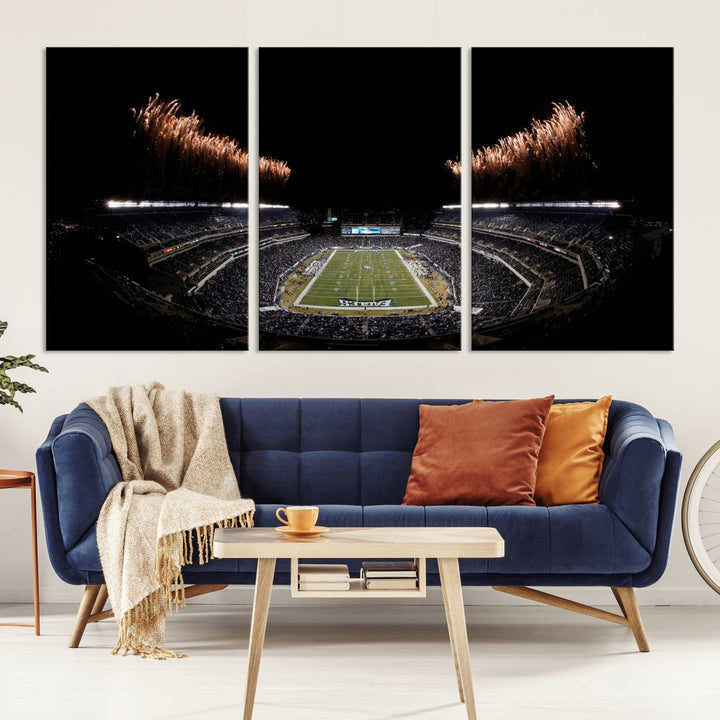 Lincoln Financial Field Philadelphia Eagles Stadium Wall Art Ready to Hang Canvas Football Stadium Print NFL Dorm & Man Cave Wall Art