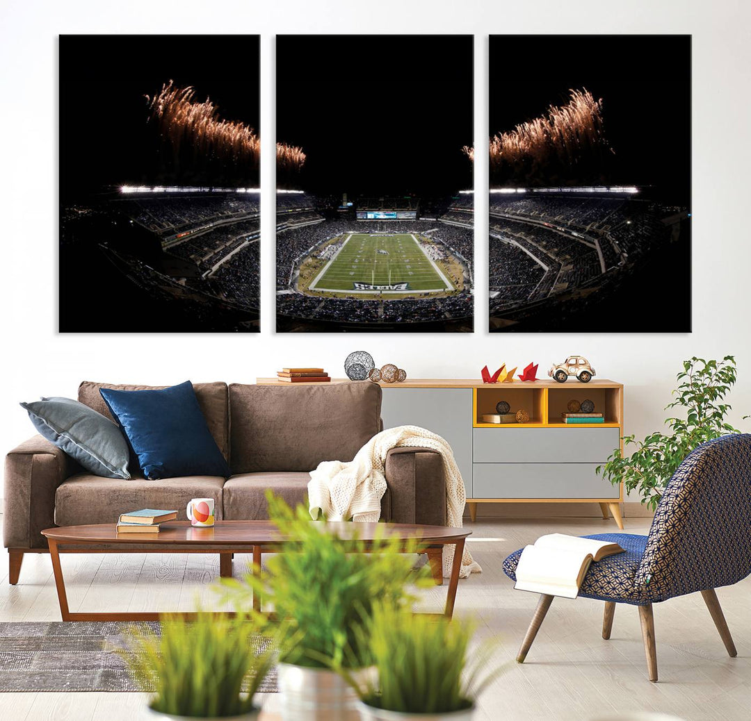 Lincoln Financial Field Philadelphia Eagles Stadium Wall Art Ready to Hang Canvas Football Stadium Print NFL Dorm & Man Cave Wall Art