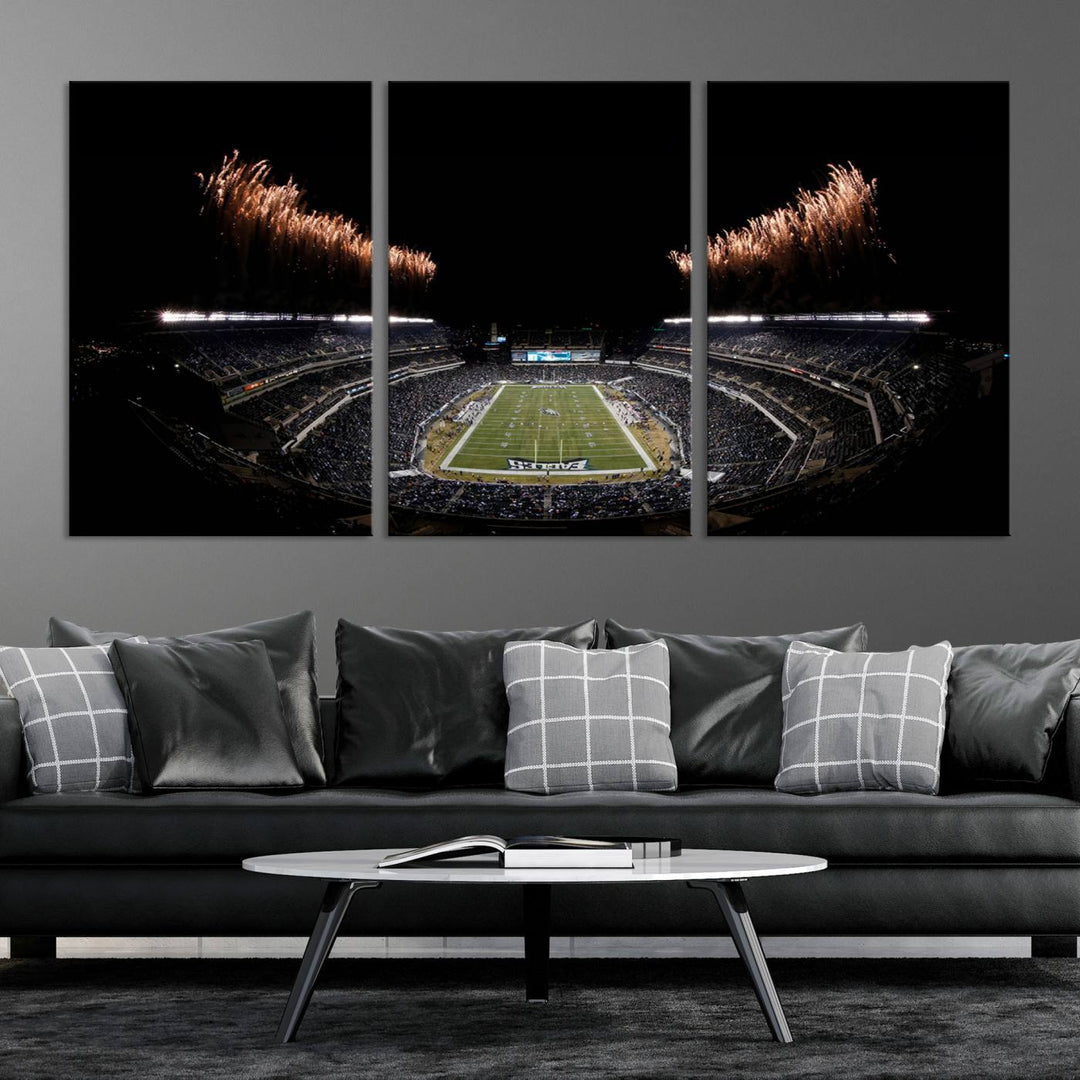 Lincoln Financial Field Philadelphia Eagles Stadium Wall Art Ready to Hang Canvas Football Stadium Print NFL Dorm & Man Cave Wall Art