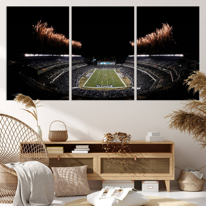 Lincoln Financial Field Philadelphia Eagles Stadium Wall Art Ready to Hang Canvas Football Stadium Print NFL Dorm & Man Cave Wall Art