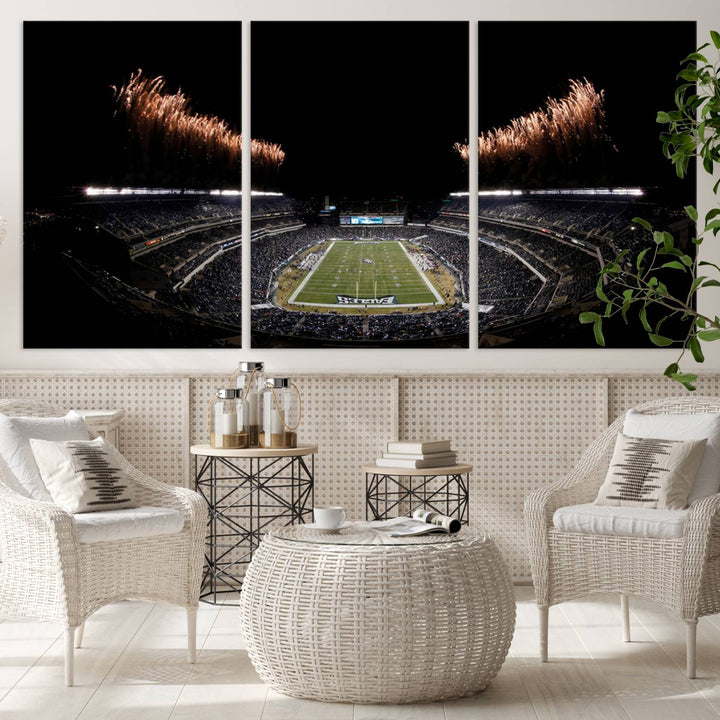 Lincoln Financial Field Philadelphia Eagles Stadium Wall Art Ready to Hang Canvas Football Stadium Print NFL Dorm & Man Cave Wall Art