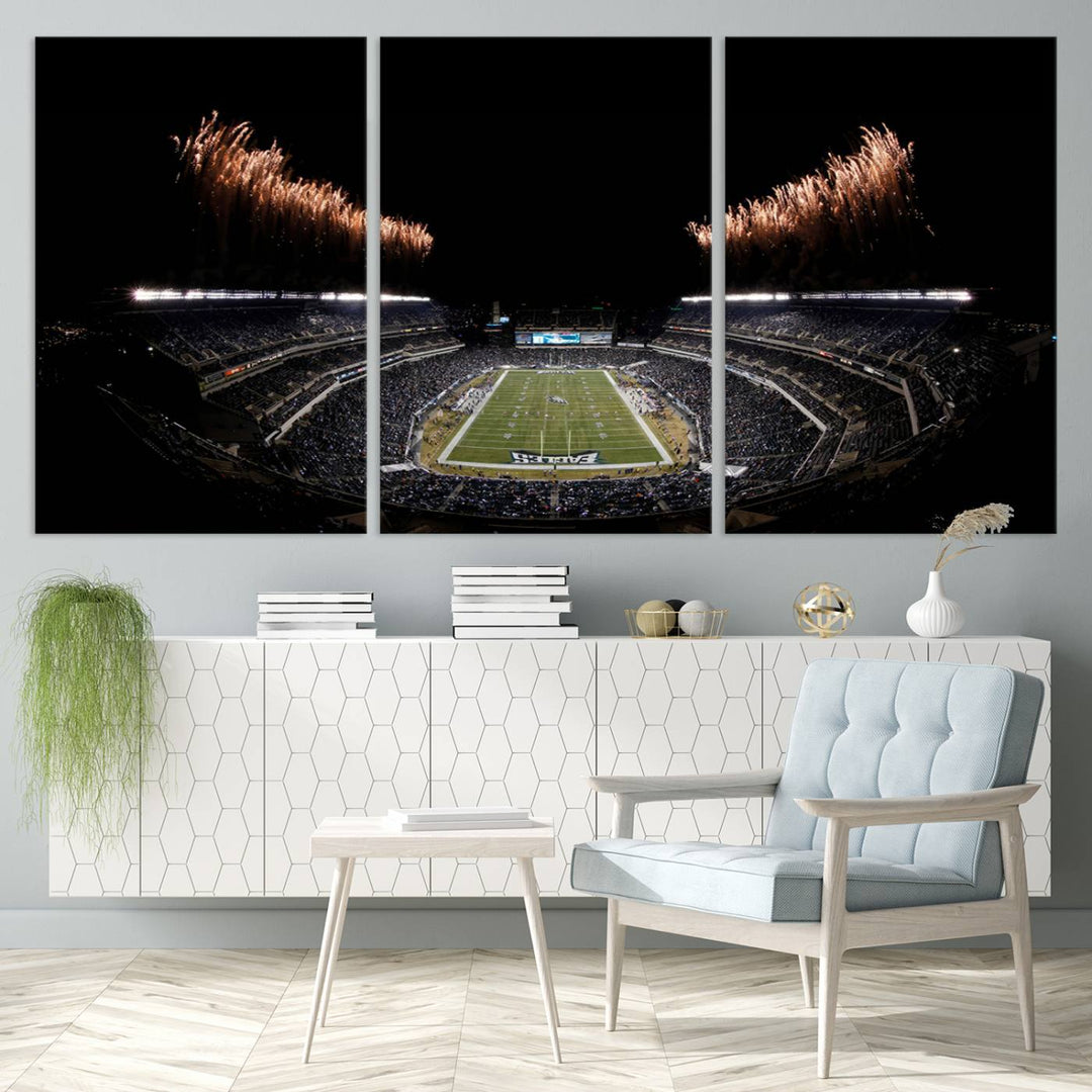 Lincoln Financial Field Philadelphia Eagles Stadium Wall Art Ready to Hang Canvas Football Stadium Print NFL Dorm & Man Cave Wall Art