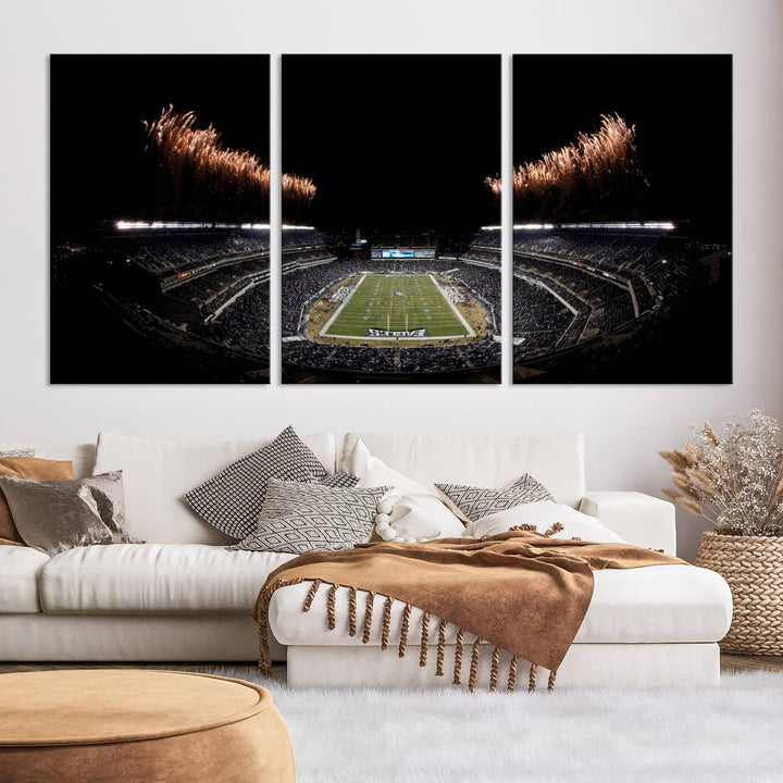 Lincoln Financial Field Philadelphia Eagles Stadium Wall Art Ready to Hang Canvas Football Stadium Print NFL Dorm & Man Cave Wall Art