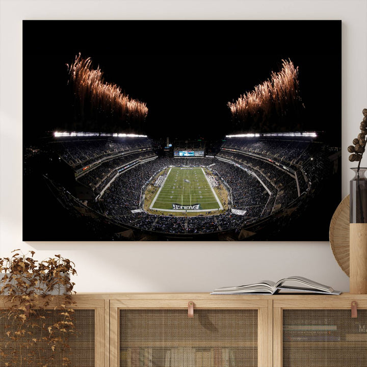 Lincoln Financial Field Philadelphia Eagles Stadium Wall Art Ready to Hang Canvas Football Stadium Print NFL Dorm & Man Cave Wall Art