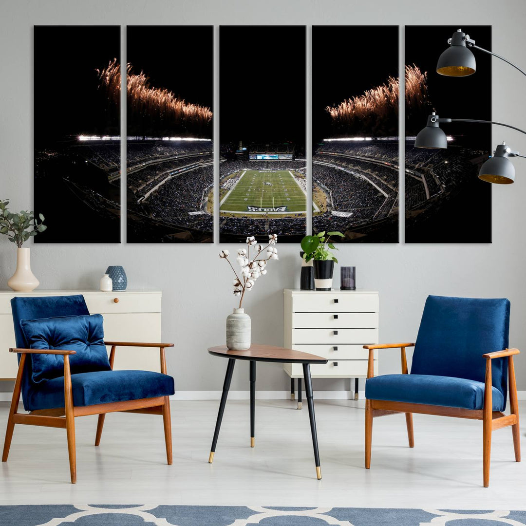 Lincoln Financial Field Philadelphia Eagles Stadium Wall Art Ready to Hang Canvas Football Stadium Print NFL Dorm & Man Cave Wall Art