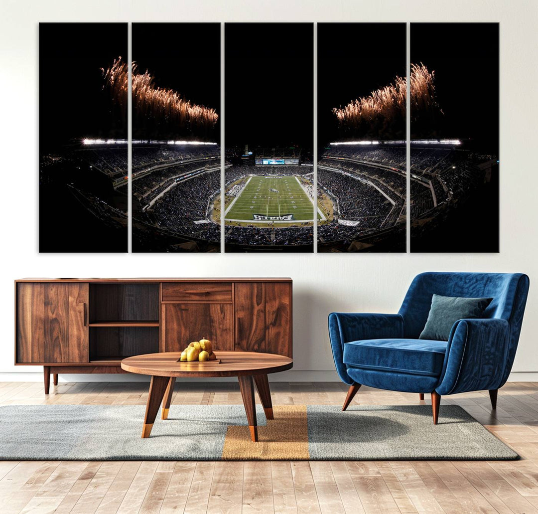 Lincoln Financial Field Philadelphia Eagles Stadium Wall Art Ready to Hang Canvas Football Stadium Print NFL Dorm & Man Cave Wall Art