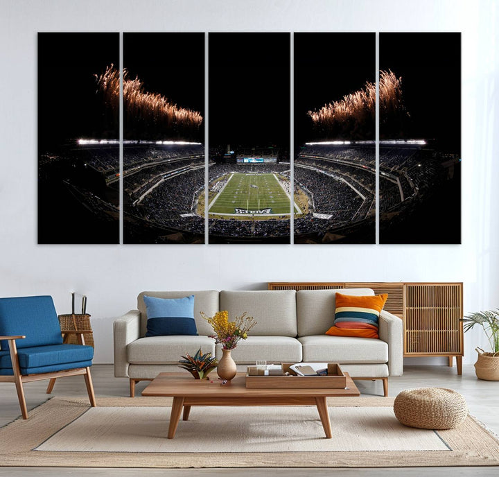 Lincoln Financial Field Philadelphia Eagles Stadium Wall Art Ready to Hang Canvas Football Stadium Print NFL Dorm & Man Cave Wall Art