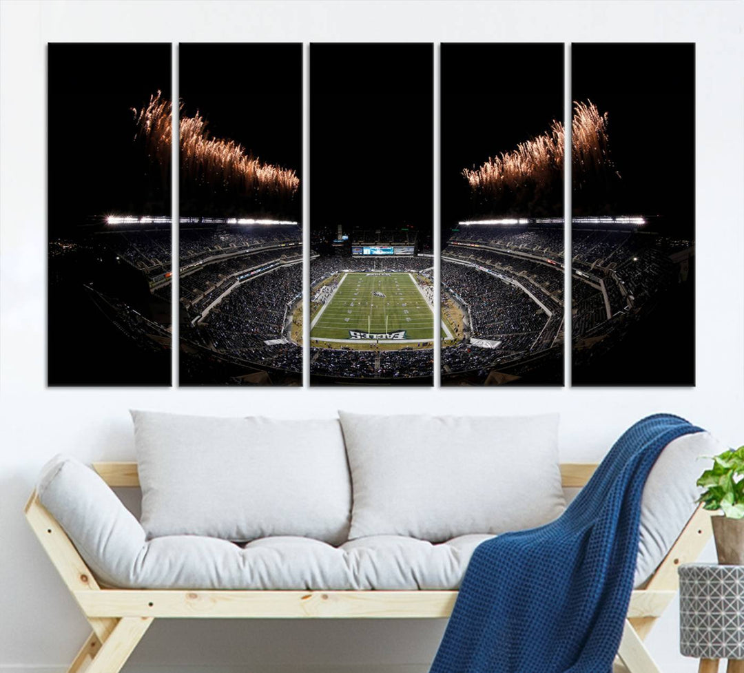 Lincoln Financial Field Philadelphia Eagles Stadium Wall Art Ready to Hang Canvas Football Stadium Print NFL Dorm & Man Cave Wall Art