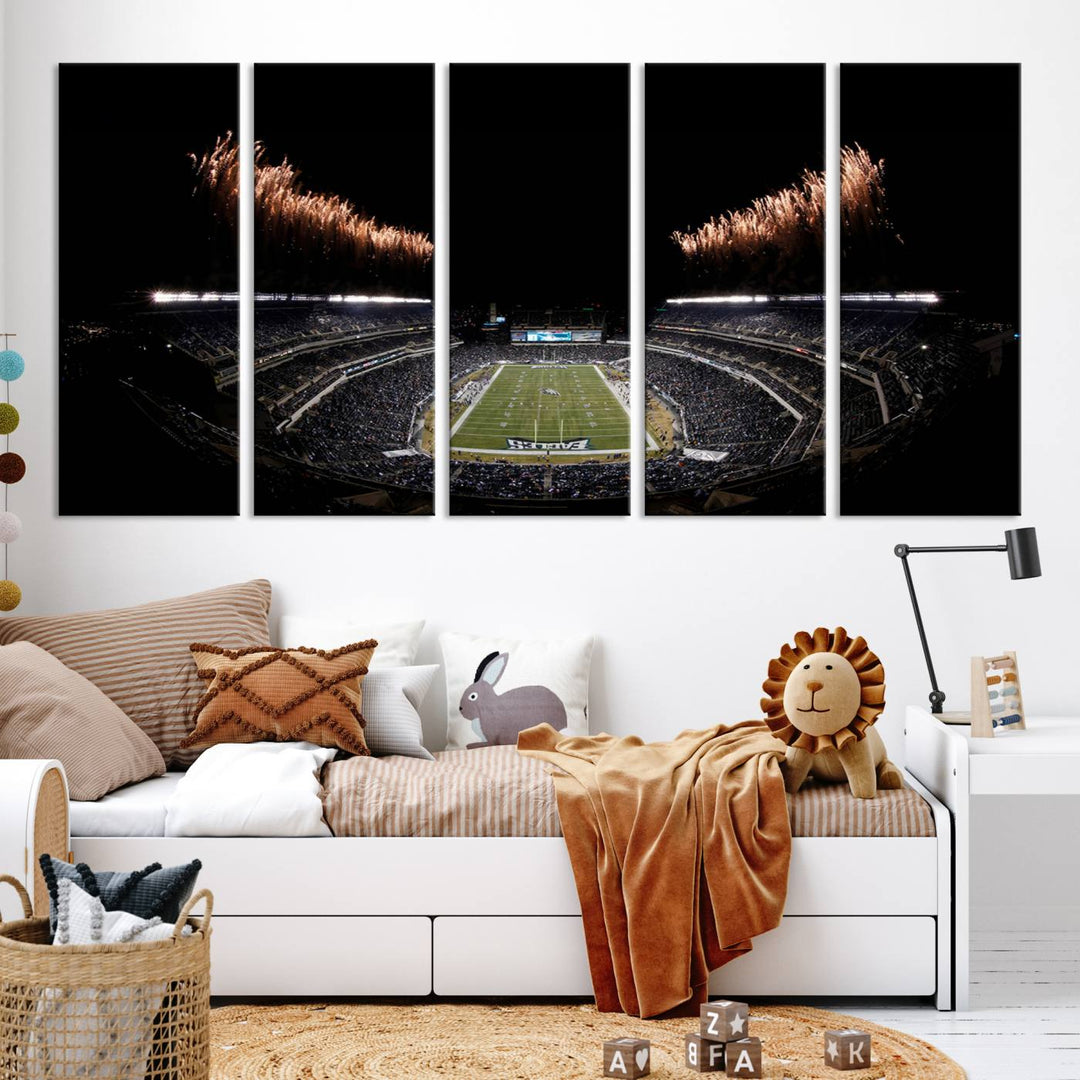 Lincoln Financial Field Philadelphia Eagles Stadium Wall Art Ready to Hang Canvas Football Stadium Print NFL Dorm & Man Cave Wall Art