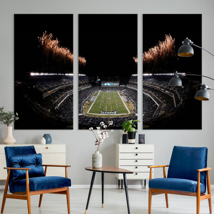 Lincoln Financial Field Philadelphia Eagles Stadium Wall Art Ready to Hang Canvas Football Stadium Print NFL Dorm & Man Cave Wall Art