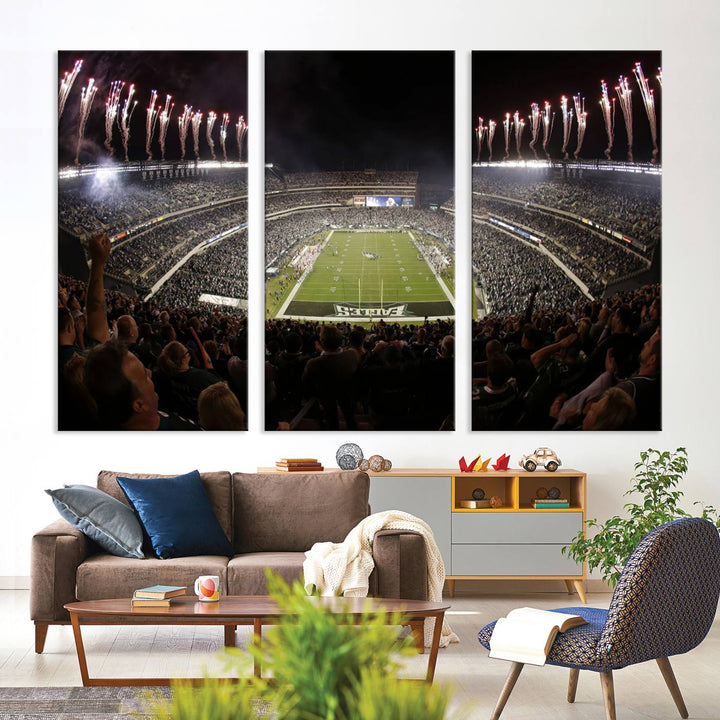 Lincoln Financial Field Philadelphia Eagles Stadium Wall Art Ready to Hang Canvas Football Stadium Print NFL Poster Dorm & Man Cave Wall Art