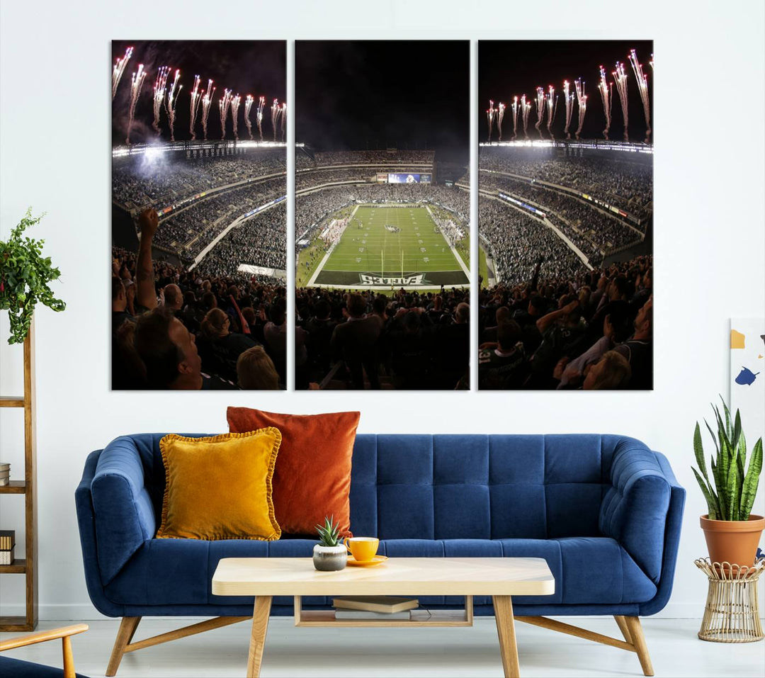 Lincoln Financial Field Philadelphia Eagles Stadium Wall Art Ready to Hang Canvas Football Stadium Print NFL Poster Dorm & Man Cave Wall Art